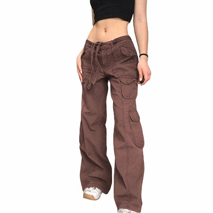 Women's Pants Gothic Punk Baggy Vintage Kawaii Trousers Bandage Low Waist Cargo Pants Grunge Green Zipper Jeans Korea Sweatpants