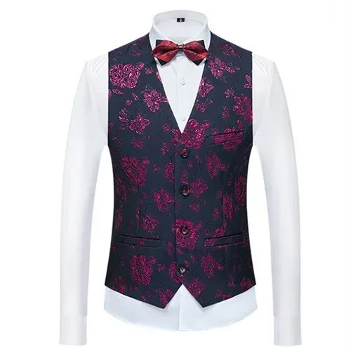 26 Colors Men's Suit Vest Single-breasted V-neck Vests Jacket Men Wedding Party Waistcoat Red Blue Green White Pink