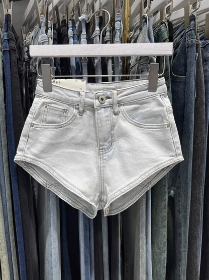 Skinny Denim Shorts, Hot Girl Y2k Ultra-short Washed Cuffed Jeans, Summer Clothes for Woman