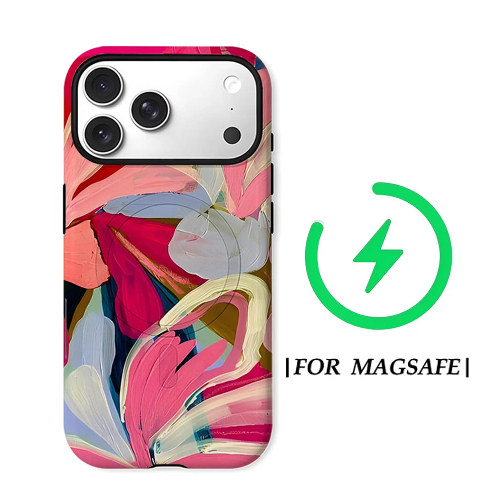 CaseLumi Matte Bumper for Magsafe Case for IPhone 17 16 15 Plus Pro Max Shockproof Hard PC Pink Burgundy Vertical Stripes Cover