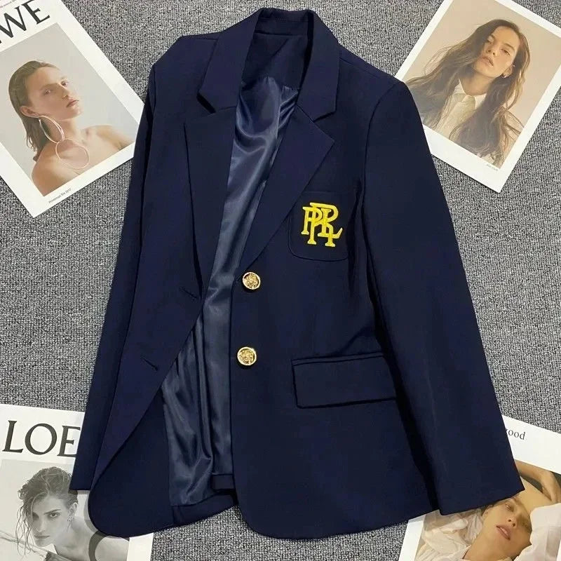 Women Suit Jacket Casual Office Formal Blazer Coat Embroidery White Blazer Single Breasted High Quality