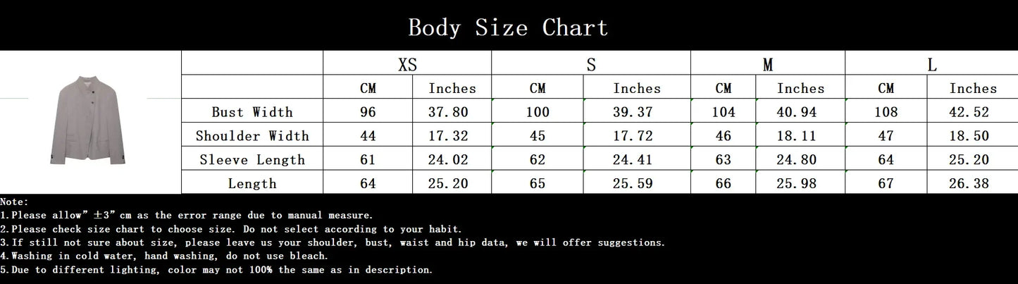 Vintage Office Lady Gray Solid Blazer Stand Collar Long Sleeve Loose Blazer Fashion 2026 Spring Summer Casual Blazer