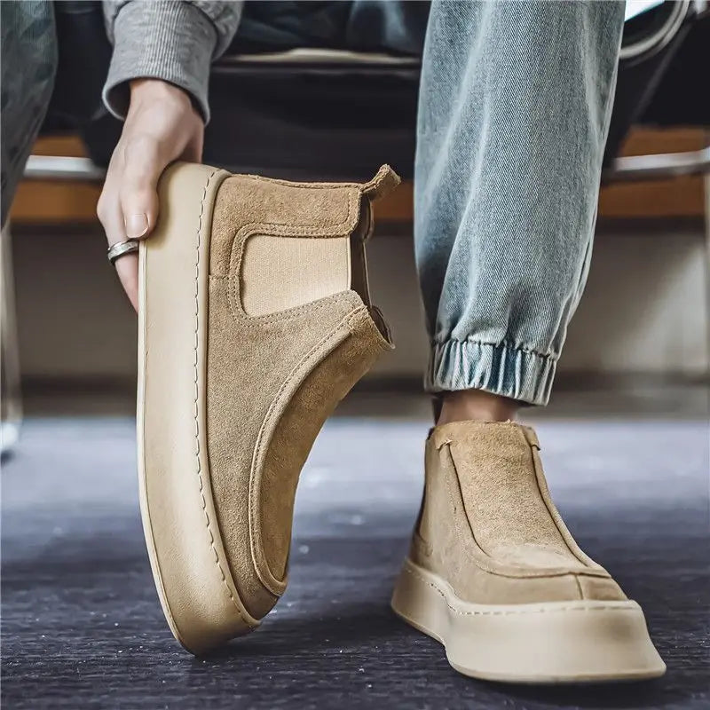 Male Chelsea Shoes Spring Autumn High Cut Platform Men's Booties Boots Classic New Size 44 Trendy 2025 Quality Hot Selling Cheap