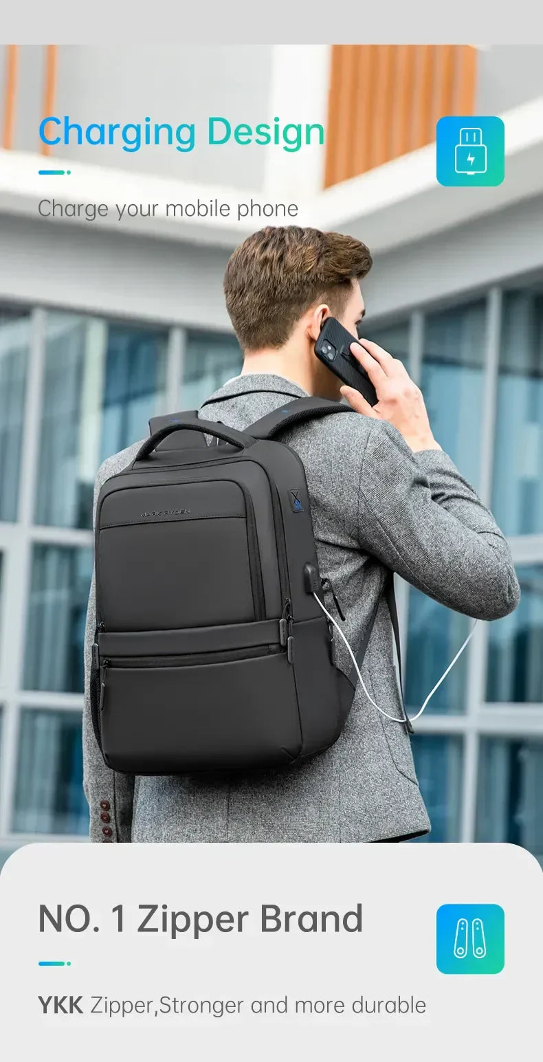 Multi Layers Men's Backpack Fits 15.6inch Laptop Water Repellent Backpacks for Students