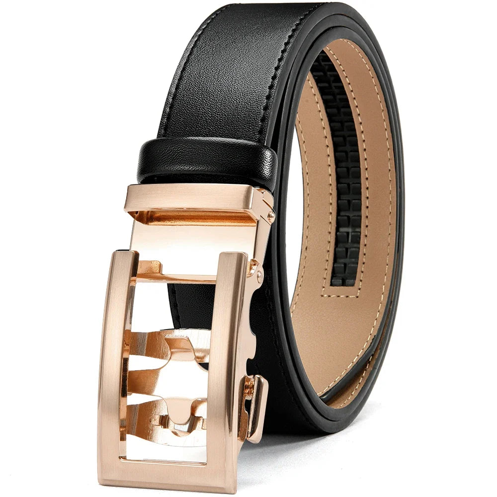 DOOPAI New Mens Belt Hollow Automatic Mens Belt Genuine Leather Luxury Belt  For Men Belt Male Strap Male Metal Automatic Buckle