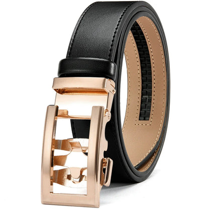 DOOPAI New Mens Belt Hollow Automatic Mens Belt Genuine Leather Luxury Belt  For Men Belt Male Strap Male Metal Automatic Buckle