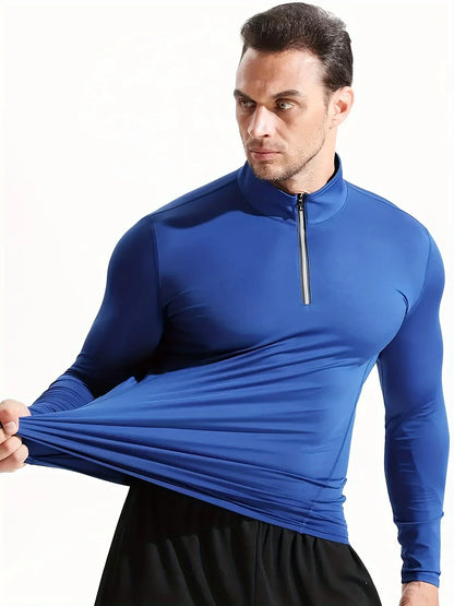 Men's sports and fitness shapewear with quick drying long sleeves for comfortable moisture absorption and sweat wicking,