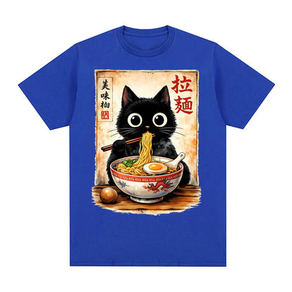Kawaii Ramen Cat Retro Japanese N..Essential T-shirt Men Women Clothing Fashion Cotton T Shirt Oversized Short Sleeves Tee Shirt