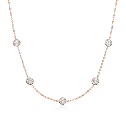 Bubble Each 5mm All Moissnaite Necklaces for Women Luxury Female Neck Chain 100% Sterling Silver S925 Fine Jewelry GRA