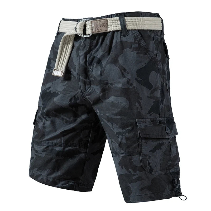 Mens Casual Cotton Shorts Hiking Cargo Shorts Relaxed Fit Streetwear Running Shorts Elastic Waist Short