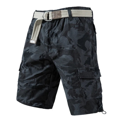 Mens Casual Cotton Shorts Hiking Cargo Shorts Relaxed Fit Streetwear Running Shorts Elastic Waist Short