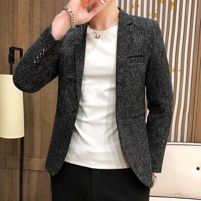 Solid Color Men's Fashion Casual Outdoor Gentleman Business Wedding Trend Slim-fit Formal Dress British Style Wedding Blazer