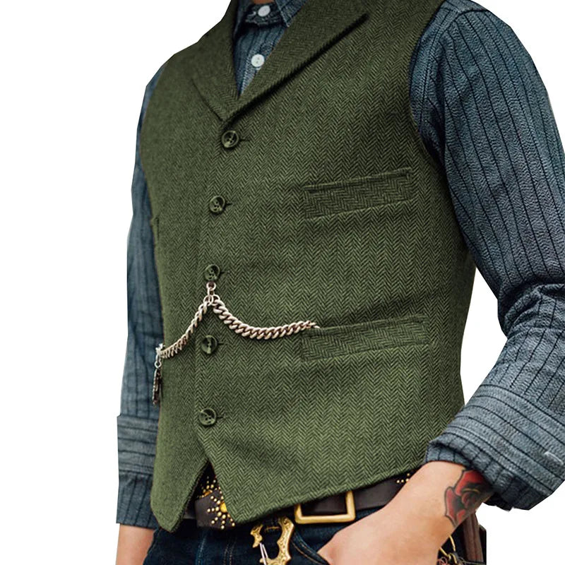 Business Waistcoat Jacket Casual Slim Fit Gilet Homme Vests for Groosmen Man Wedding Men's Suit Vest Brown Wedding Wool Tweed
