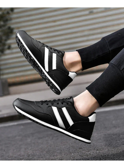 High Quality Men's Vulcanized Sneakers Leather Casual Shoes Breathable Mesh Men Tennis Shoes Male Flat Shoe Zapatillas Hombre
