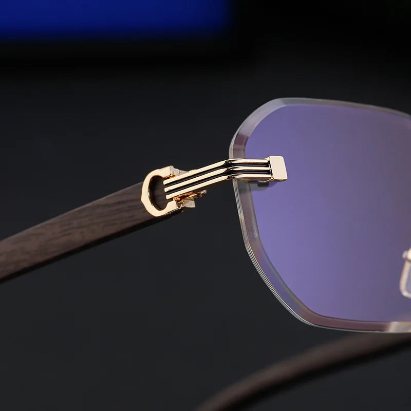 2026 Wooden Rimless Sunglasses Women Trendy Vacation Sunscreen Square Sunglass Men Luxury Vintage Retro Fashion Glasses Occhiali