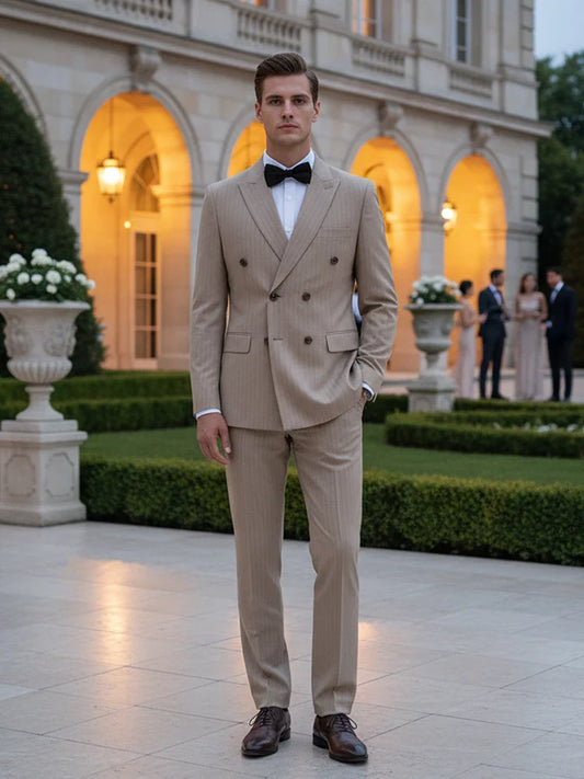 High Quality Striped Suits for Men Slim Fitting Luxury Man Clothing Elegant Mens Suit Wedding Trends Costumes