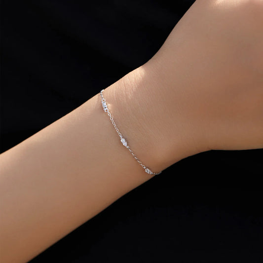 Bracelets en Zircone Scintillante, Chaîne en Argent Sterling 925, Bracelet Empilable Tendance pour Femmes, Bijoux Fins