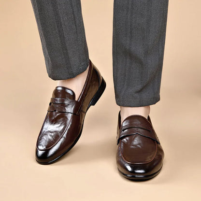 Social Shoe Male Leather Casual Round Toe Men's Formal Shoes Business Luxury Designer Clothing Office Party Gentleman 2025 Trend