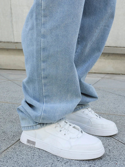 Spring Autumn Men Baggy Jeans Oversize Straight Loose Casual Denim Trousers Solid Color Streetwear Fashion Y2k Wide Leg Pants