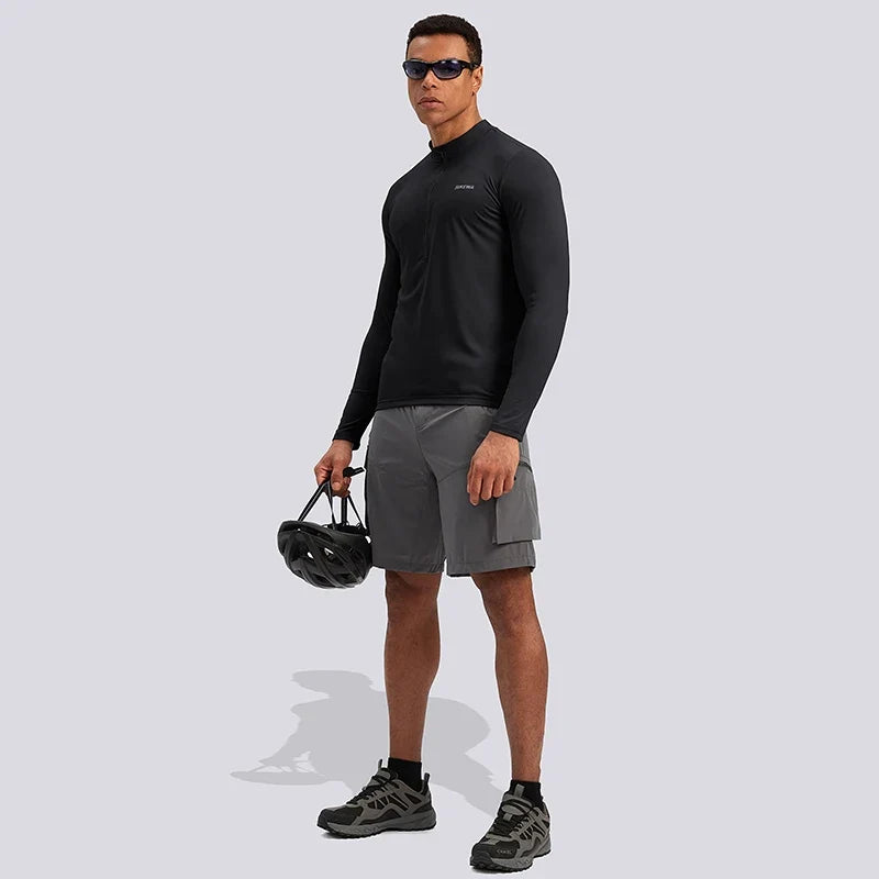 Men's Cycling Jersey Long Sleeve 3 Pockets Bike Arm Sun Protection Refreshing Breathable Maillott Long Sleeves Cycling Jersey