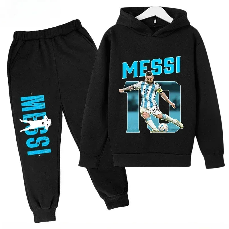 Messi Print Children's Set Sports Hoodie Pants Suit 2pcs Set Boys Girls Baby Kid Clothing Casual Fashion Autumn Winter sportsuit