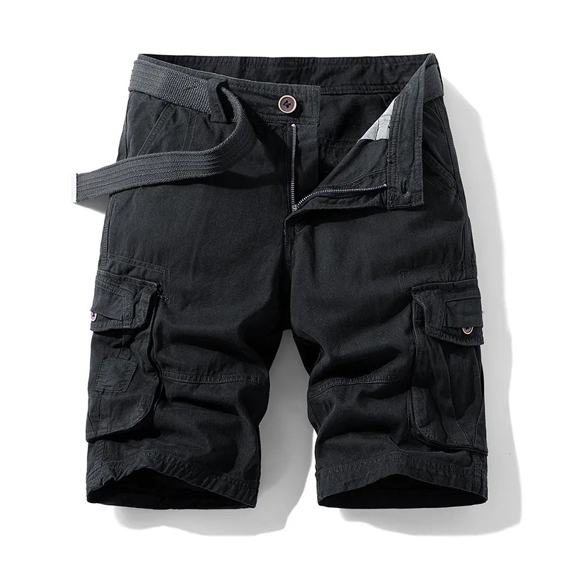 Men's Casual Washed Cotton Cargo Shorts Multi-Pocket Durable Knee-Length Work Shorts Pantaloncini Uomo Camouflage Roupas Hombre