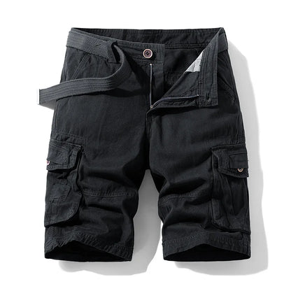 Men's Casual Washed Cotton Cargo Shorts Multi-Pocket Durable Knee-Length Work Shorts Pantaloncini Uomo Camouflage Roupas Hombre