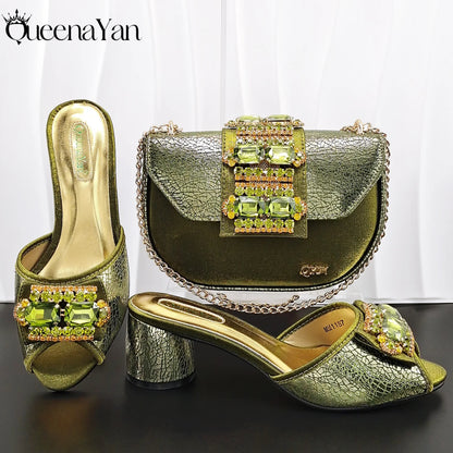 2026 New Fashion Shoes Italian Design Comfortable Women's Shoes with Diamond Oval Bag Women's High Heels for Party