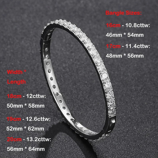 Bracelet jonc en moissanite complète, couleur D, 4 mm, 0,3 carat, certifié GRA, pour femme, en argent sterling S925, avec diamants