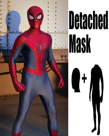 ♥ New 2025 Halloween Men TASM 2 Spider Cosplay Costume Superhero Zentai Suit Adults Boys Male Full Bodysuit ★ Bear House