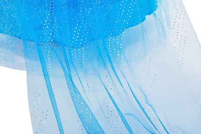 Children Carnival Blue Sequins Elsa Cosplay Dress Girls Elegant Blue Princess Costume Kids Halloween Birthday Party Clothes