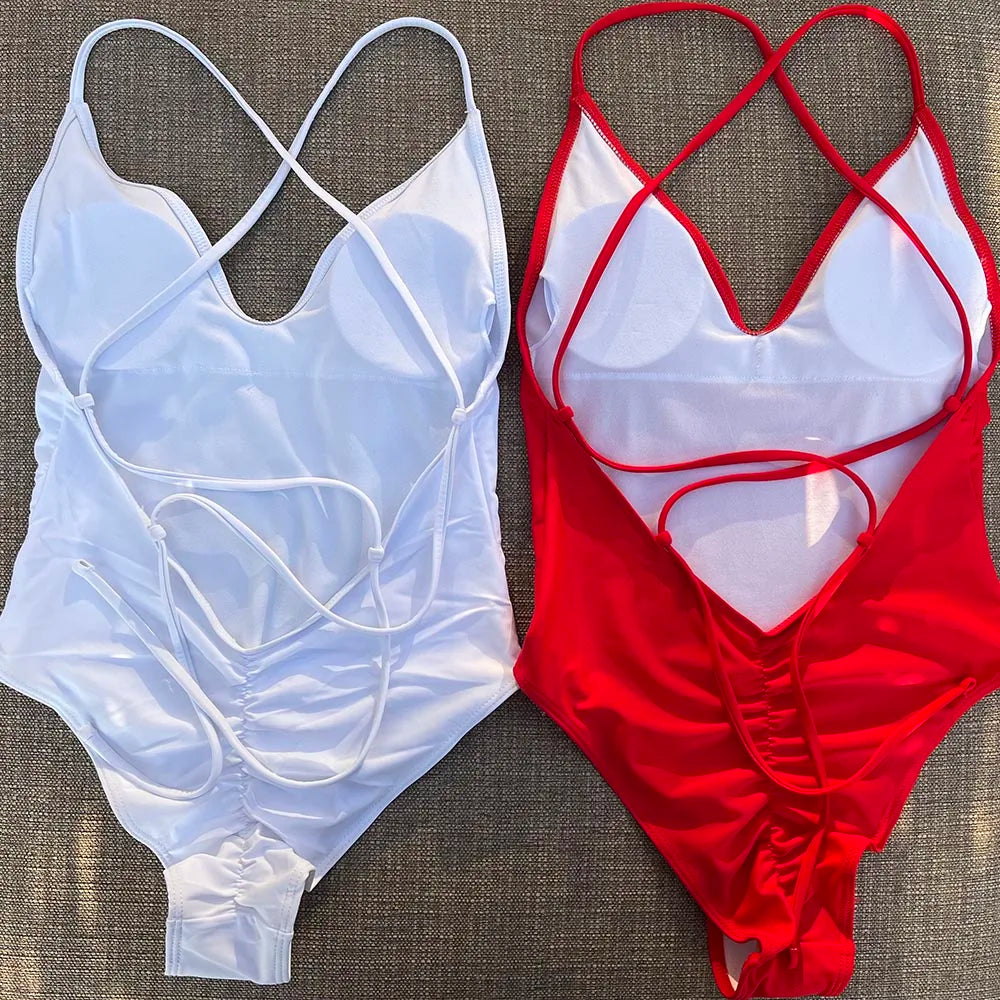 Solid One Piece Swimsuit Women Swimwear 2025 New Bikini Sexy Bodysuit Plus Size Bathing Suit Swimming Suit maillot de bain femme