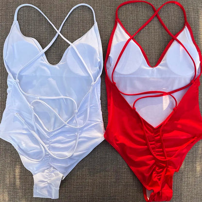 Solid One Piece Swimsuit Women Swimwear 2025 New Bikini Sexy Bodysuit Plus Size Bathing Suit Swimming Suit maillot de bain femme