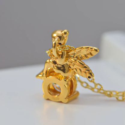 Au750 18k Gold Pendant Necklace Faerie Fairy 1 Carat Moissanite Diamond Valentine's Day Engagement Gift Fine Jewelry