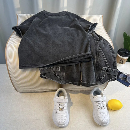Denim Kids Boys Clothes Set 2026 Children's Clothing Boy Summer Wear Year Old Boy's Top Bottom Baby 4 Years From Child Suit 7 12
