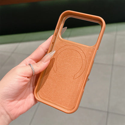 Stand Holder Magnetic Leather Phone Case for IPhone 17 16 15 14 13 Pro Max for Magsafe Wireless Charge Shockproof Cover