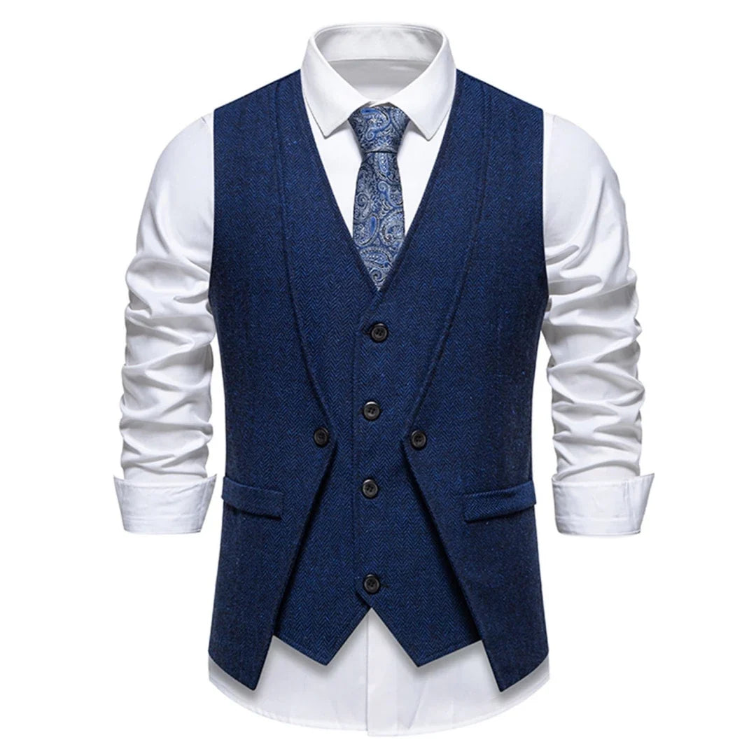 Men Vest Brown Herringbone Single Button V Neck Waistcoat For Wedding Banquet Office Business Work Casual Daily Men Suit Vest