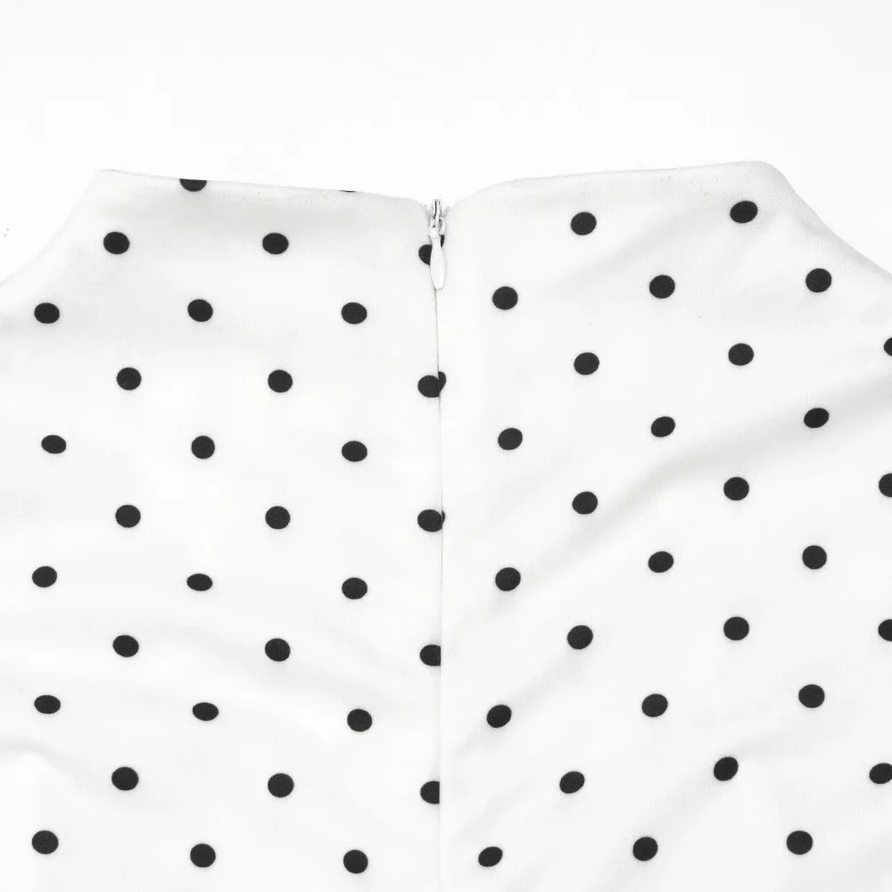 White Polka Dot Long Dress Summer Sexy High-Waisted Vintage Print Sleeveless Dress Casual Party Vacation New Women Dress