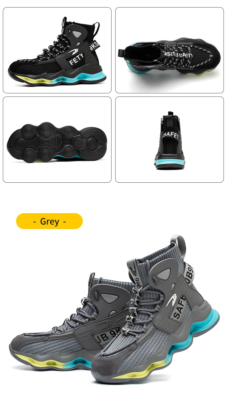 European Plus Size 50 Newest Design Men Wrok Safety Boots Anti-smash Steel Toe Cap Indestructible Construction Industry Shoes