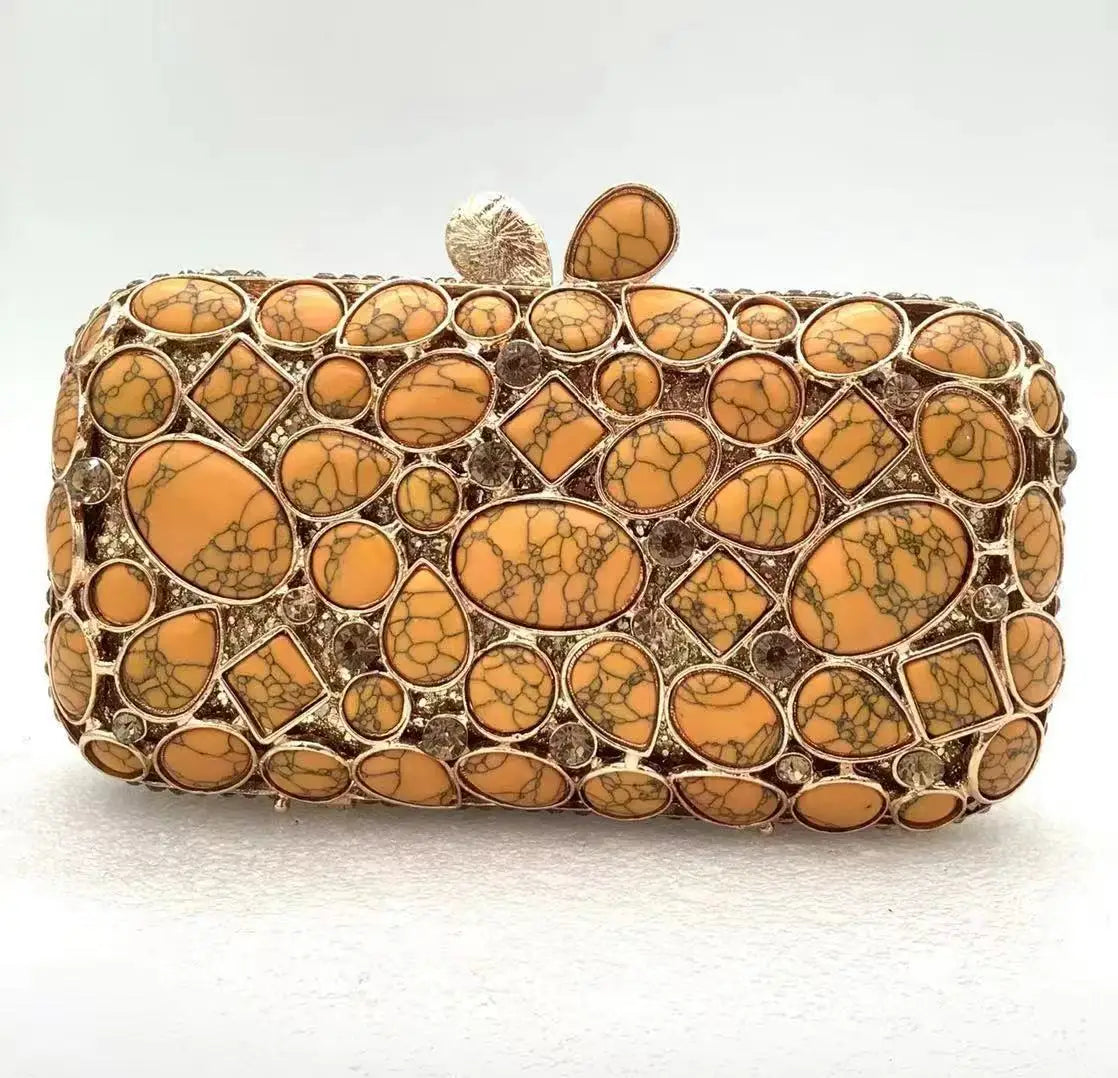 Natural Rhinestone Handmade Clutch Women Wedding Party Cocktail Evening Bag Colorful Diamond Handbag Fashion Yellow Purse