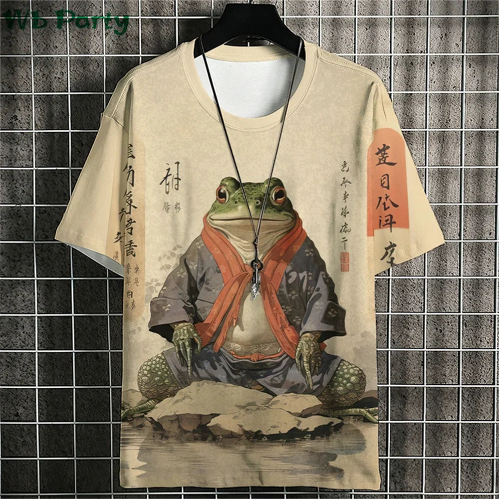 Ukiyo-E Graphic T shirts Summer Man Clothes O-Neck Man Short Sleeve T-shirt Casual Loose T-shirt Japanese Style Men's Shirts Top