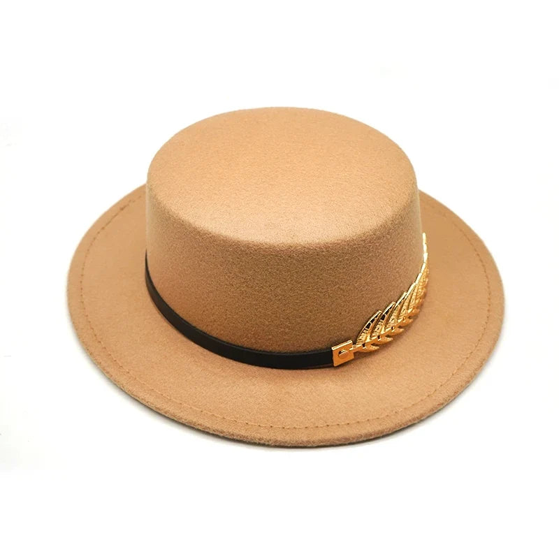 Autumn Winter Women Men Wool Vintage Trilby Felt Fedora Hat Ribbon With Wide Brim Gentleman Elegant  For Lady Flat top Jazz Caps