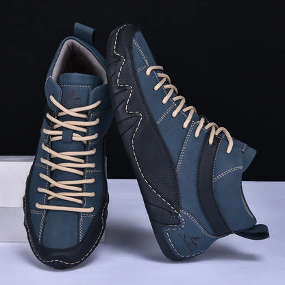 New Autumn 2024 Handmade Leather Men Boots Design Sneakers Man Breathable Casual Leather Shoes Men Ankle Boots Outdoor Fashion