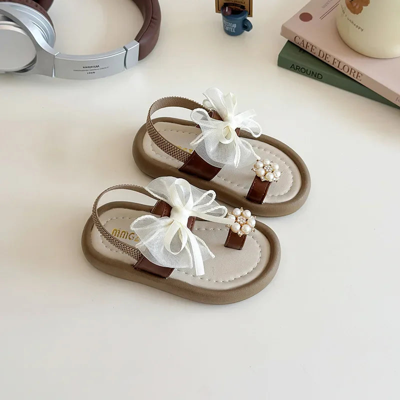 2025 Children Sandals for Girls Summer New Fashion Korean Style Soft Bottom Anti-slippery Versatile Chic Princess Beach Shoes