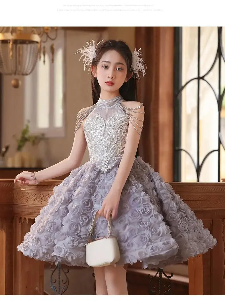 Elegant Girls Princess Dresses Birthday Party Pageant Gown Kids Costume Wedding Dress Formal Outfit Children Summer Clothes