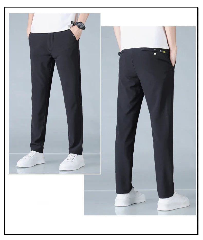 2025 Spring Summer Ultra-thin Men's Casual Pants Slim Straight Leg Elastic Waist Sports Jogging Trousers Fashion Men Golf Pants