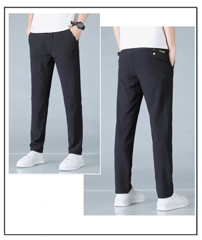 2025 Spring Summer Ultra-thin Men's Casual Pants Slim Straight Leg Elastic Waist Sports Jogging Trousers Fashion Men Golf Pants