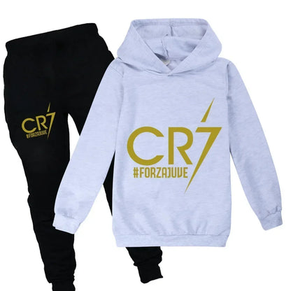 Spring Autumn Tracksuit Football CR7 Print Kid's Clothes Hoodie+Pants Suit 2pcs Set Boy Girl 3-12 Years Children Holiday Gifts