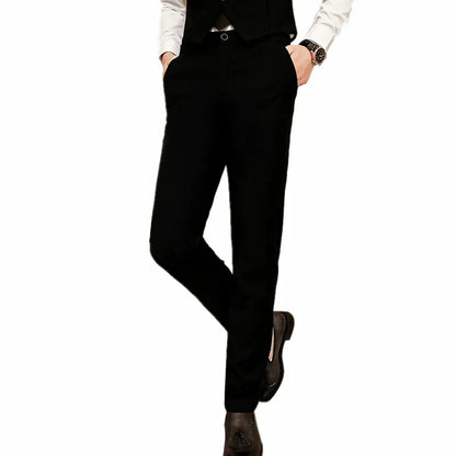 Black Stand Collar Men's 3-Piece, Wedding Party Blazer Jacket and Vest with Pants, Blue Asian Size Slim Fit Sets.