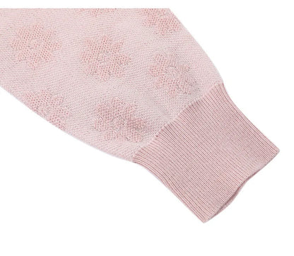 2024 Autumn Elegant Jacquard Fashion Glitter Bead Chain Decoration Round Neck Long Sleeve Women's Knitted Shirt